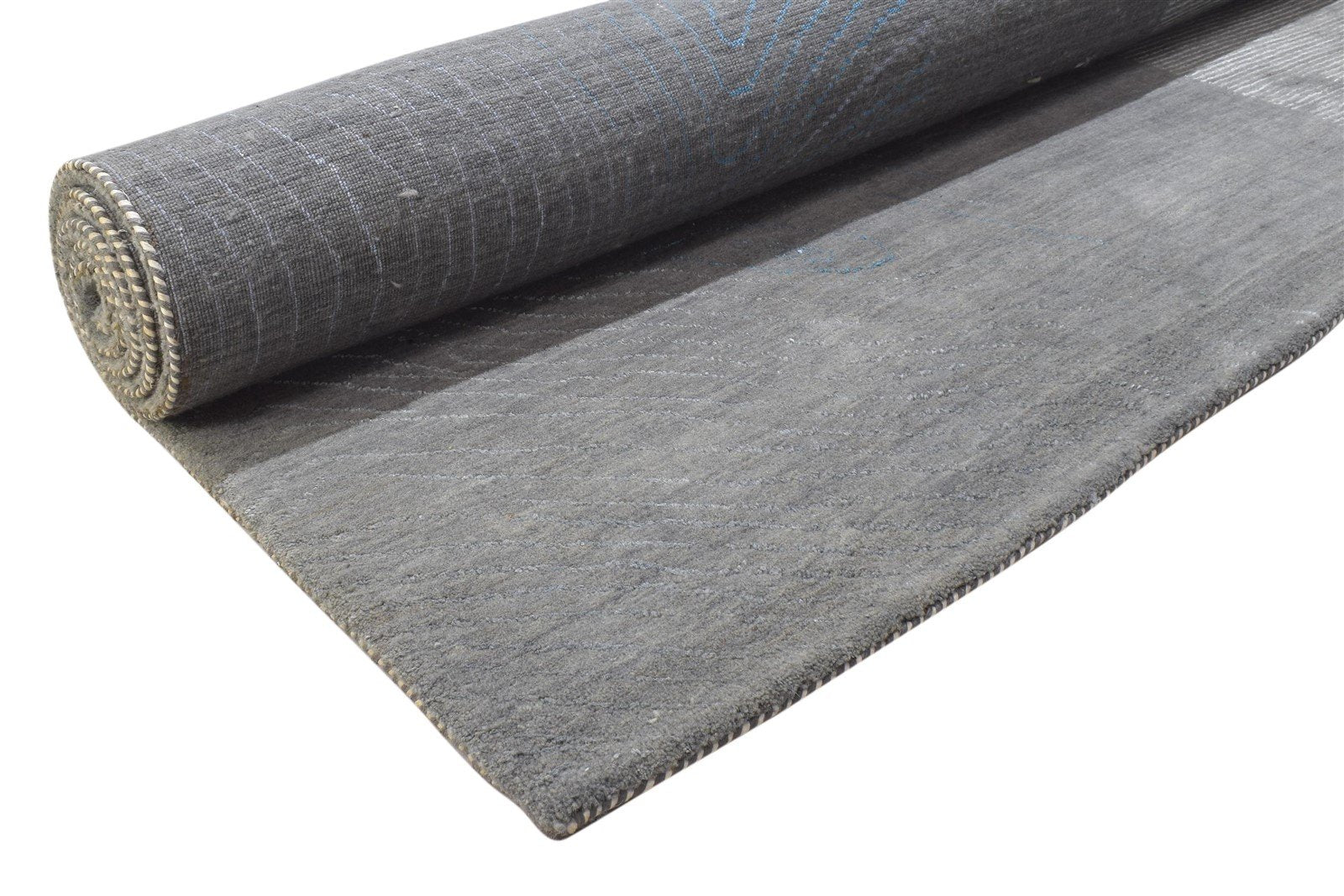 Dark Grey Wool / Silk Rug 6X8 Modern Hand Woven Scandinavian Solid Room Size 