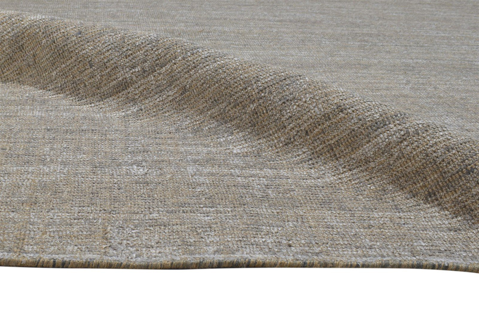 Grey Jute / Silk Rug 6X9 Modern Hand Woven Scandinavian Solid Room Size Carpet 