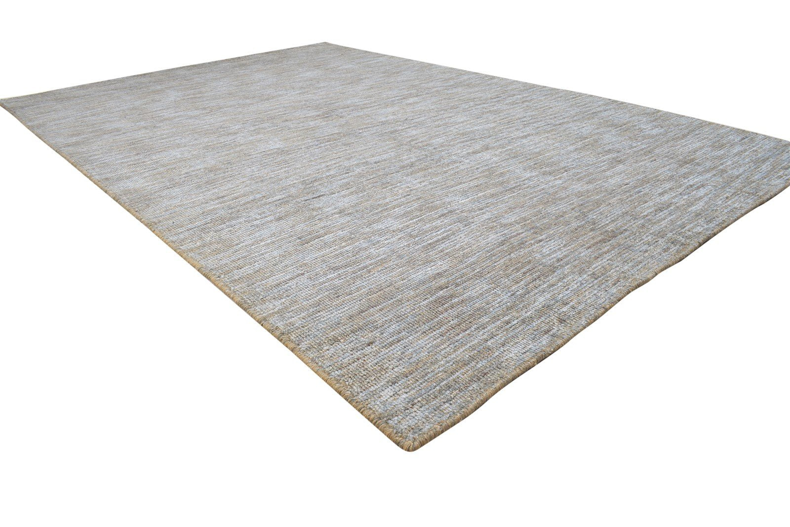 Hand Woven Grey Jute / Silk Rug 6X8 Modern Scandinavian Solid Room Size Carpet 