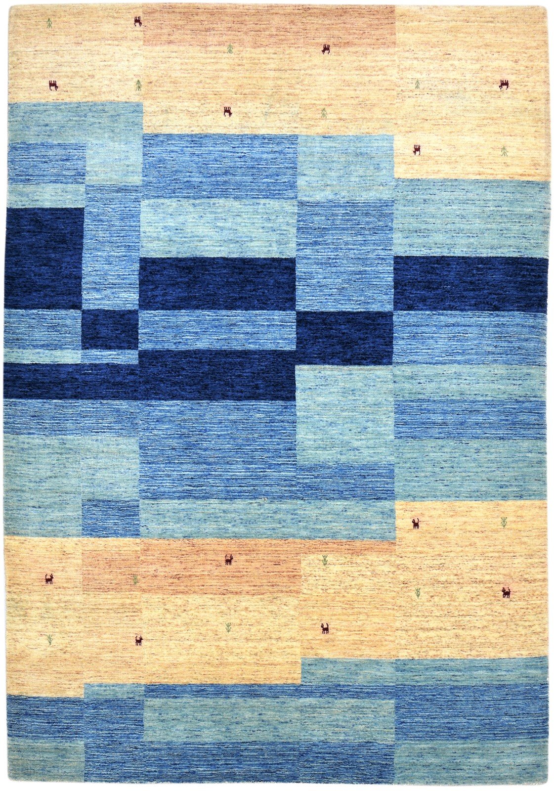 Blue Wool Rug 6' X 8' Persian Hand Woven Gabbeh Southwestern Room Size Carpet 