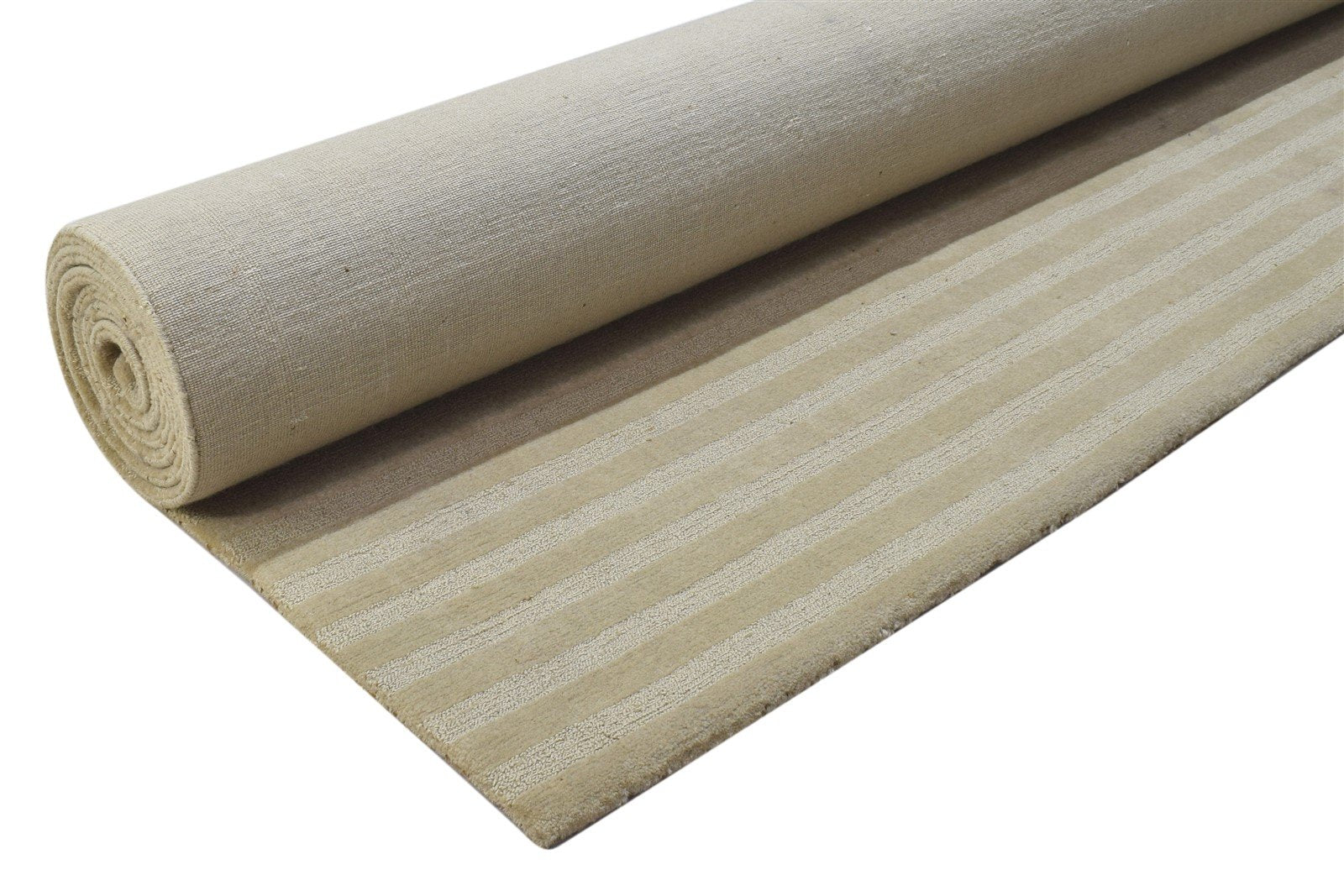 Sand Wool Rug 6' X 9' Modern Hand Woven Scandinavian Striped Large Carpet 