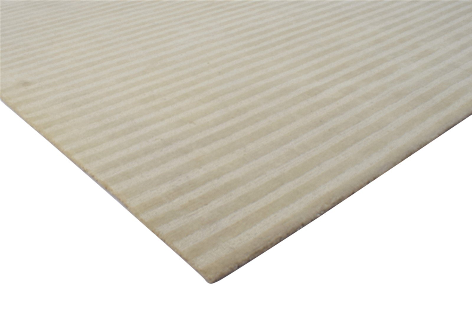 Sand Wool Rug 6' X 9' Modern Hand Woven Scandinavian Striped Large Carpet 