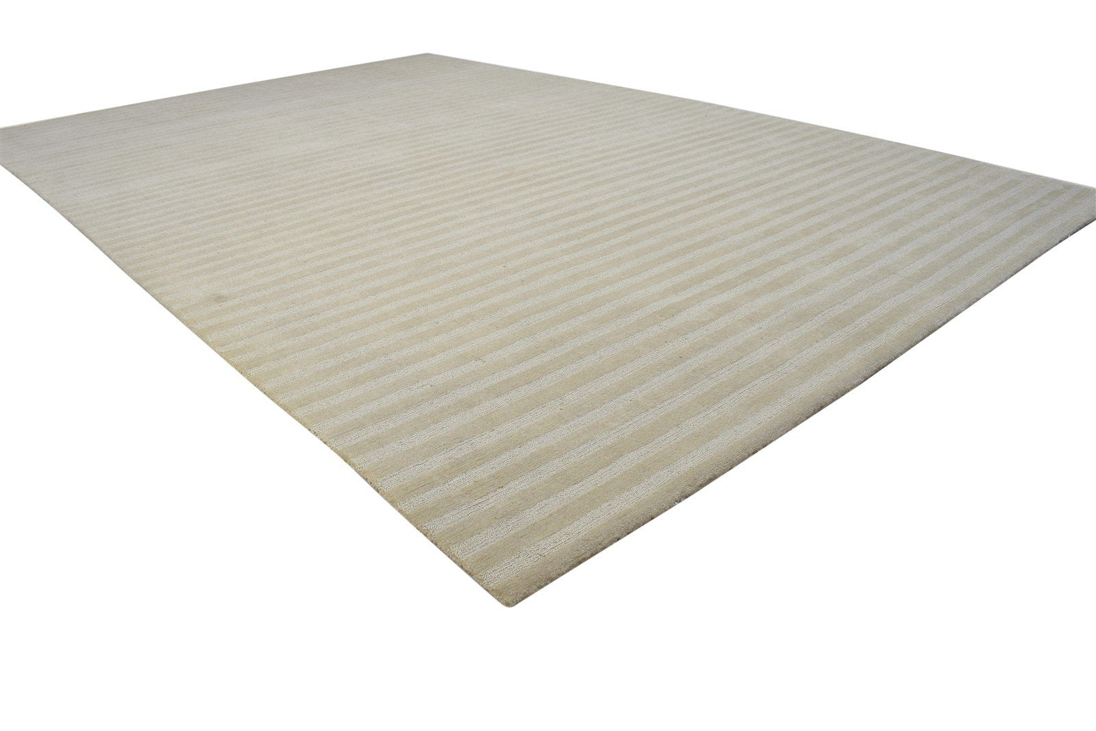 Sand Wool Rug 6' X 9' Modern Hand Woven Scandinavian Striped Large Carpet 