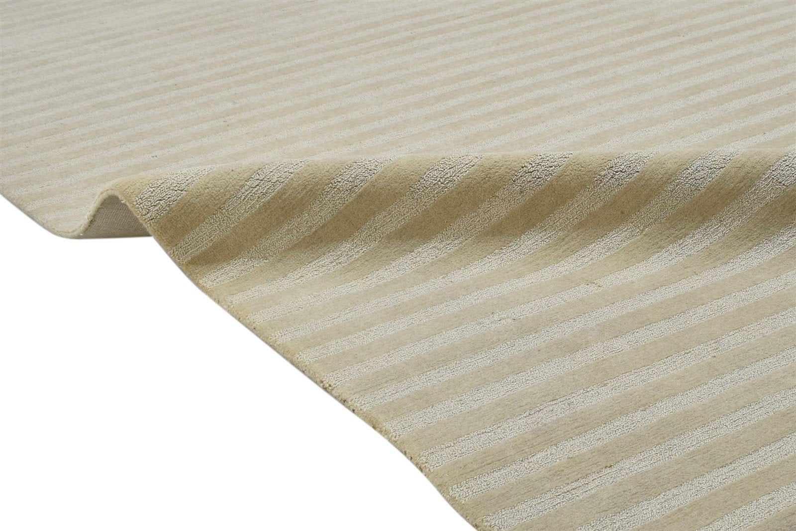 Sand Wool Rug 6' X 9' Modern Hand Woven Scandinavian Striped Large Carpet 