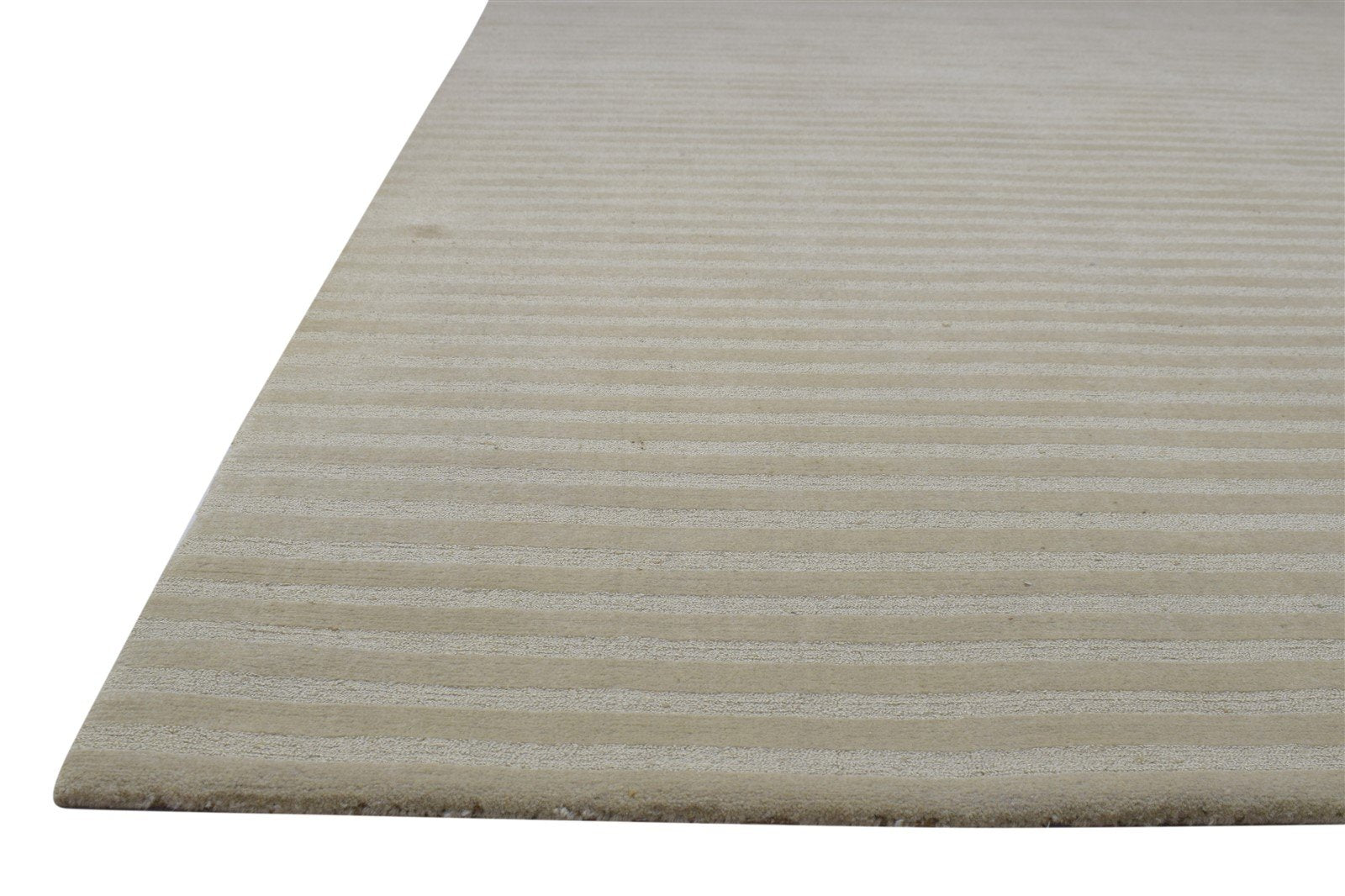 Sand Wool Rug 6' X 9' Modern Hand Woven Scandinavian Striped Large Carpet 