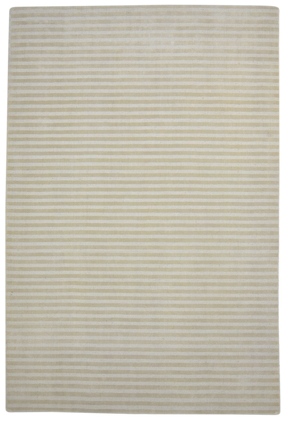 Sand Wool Rug 6' X 9' Modern Hand Woven Scandinavian Striped Large Carpet 