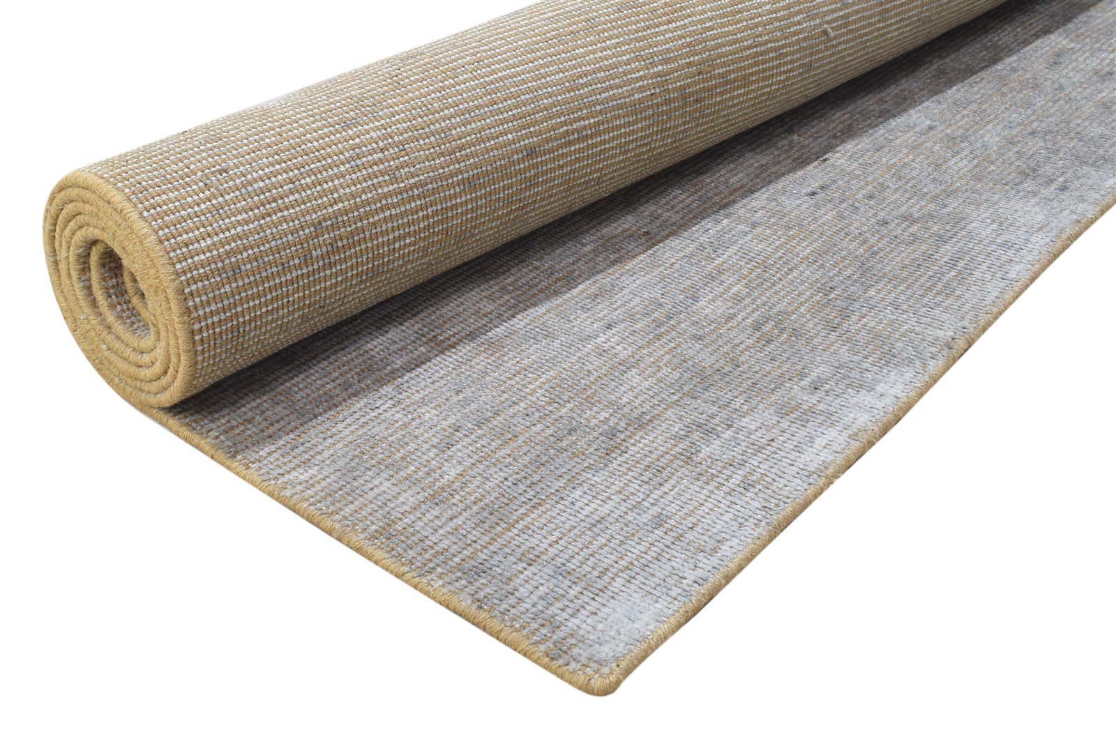 Hand Woven Grey Jute / Silk Rug 8' X 10' Modern Scandinavian Solid Large Carpet 