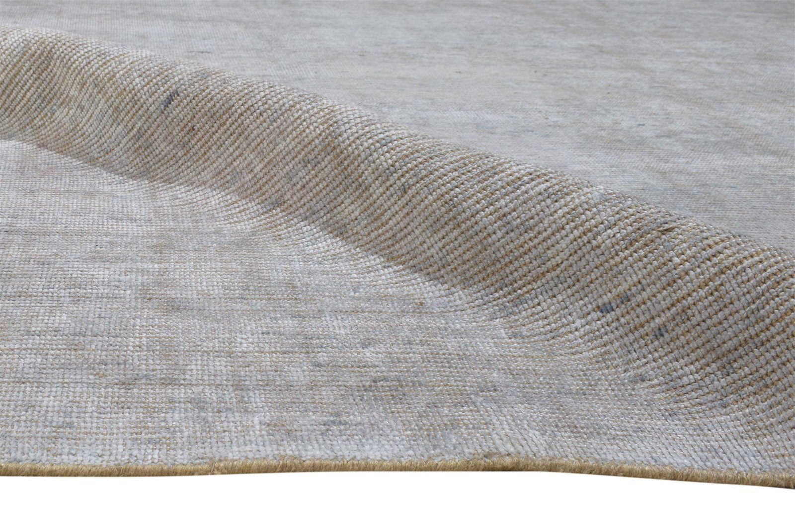 Hand Woven Grey Jute / Silk Rug 8' X 10' Modern Scandinavian Solid Large Carpet 