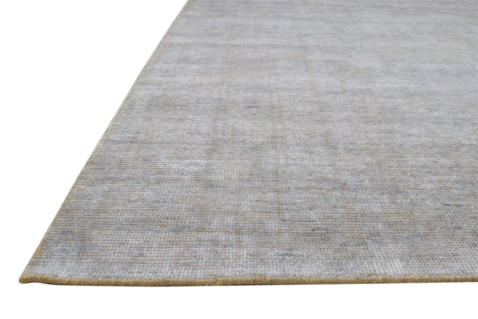 Hand Woven Grey Jute / Silk Rug 8' X 10' Modern Scandinavian Solid Large Carpet 