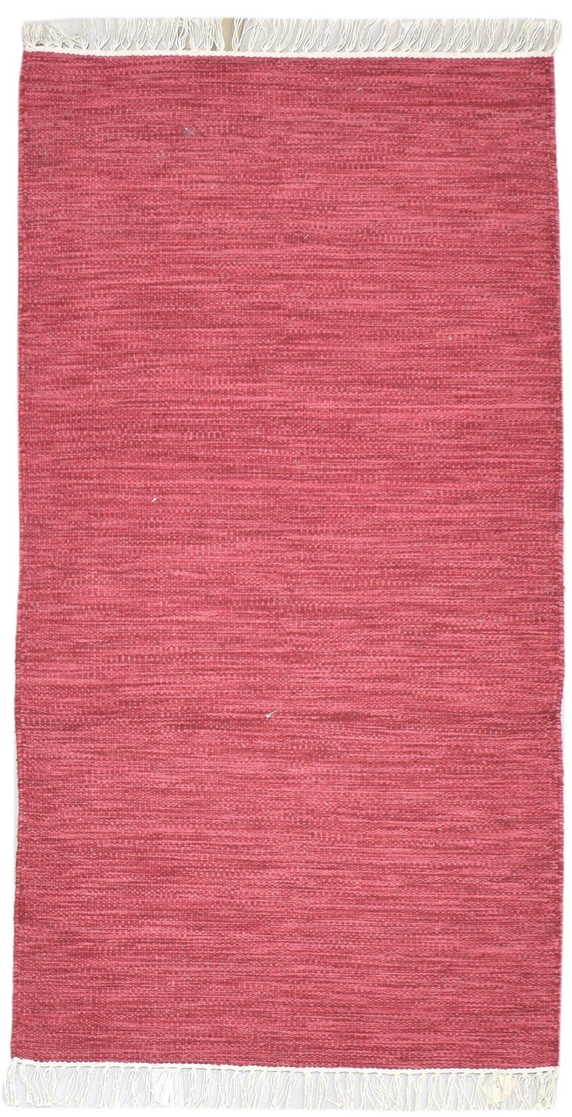 Wool Red Rug 3' X 5' Modern Dhurrie Scandinavian Solid Small Carpet 