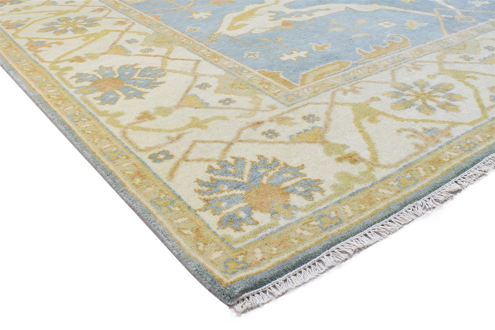 Blue Wool Rug 8' X 10' Persian Hand Knotted Oushak Oriental Large Carpet 