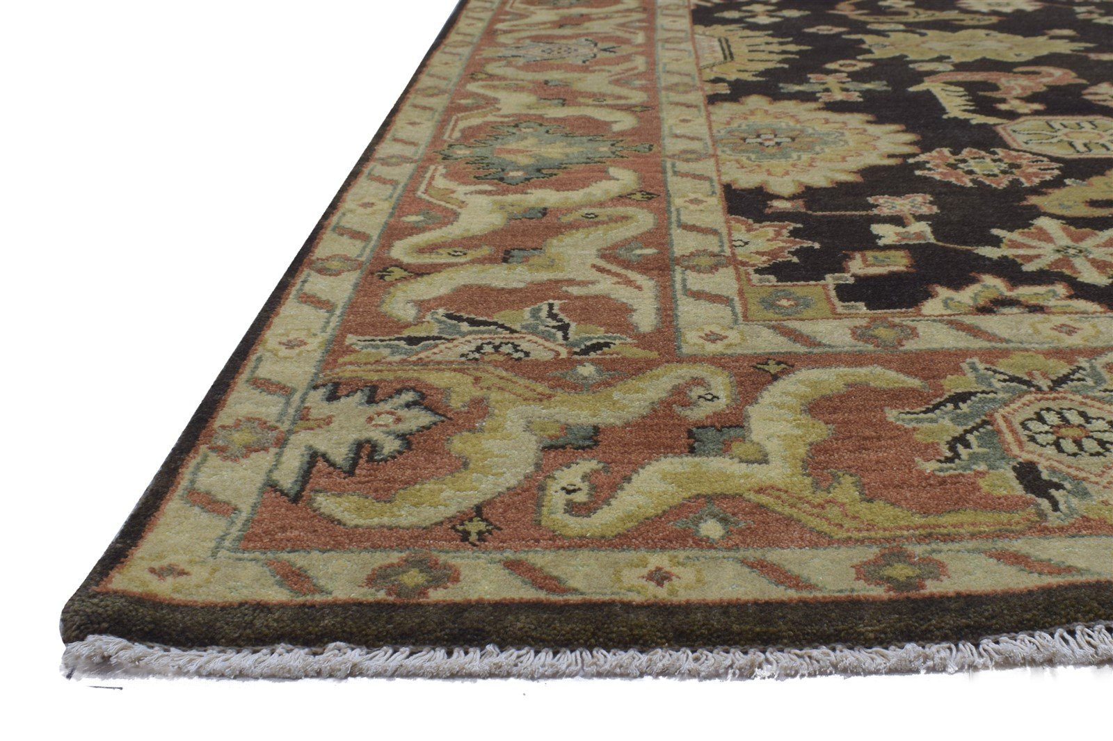 Hand Knotted Charcoal Wool Rug 8' X 10' Persian Oushak Oriental Large Carpet 