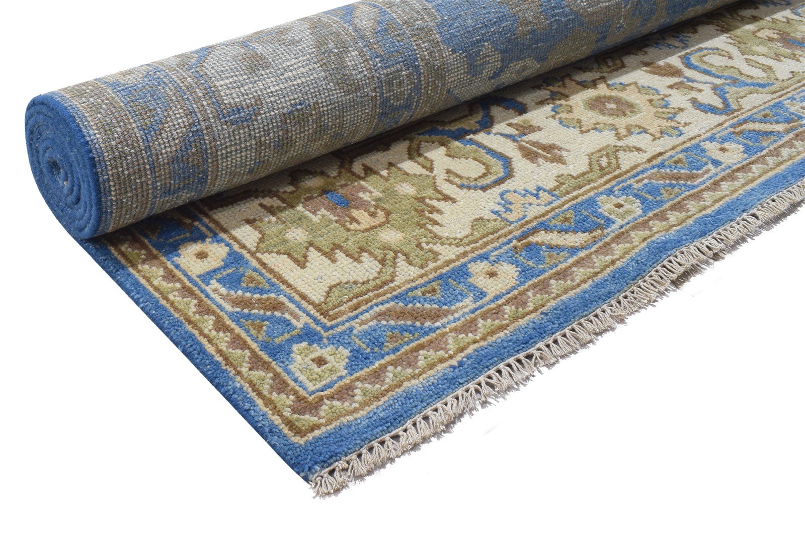 Wool Blue Rug 8' X 10' Persian Hand Knotted Oushak Oriental Large Carpet 