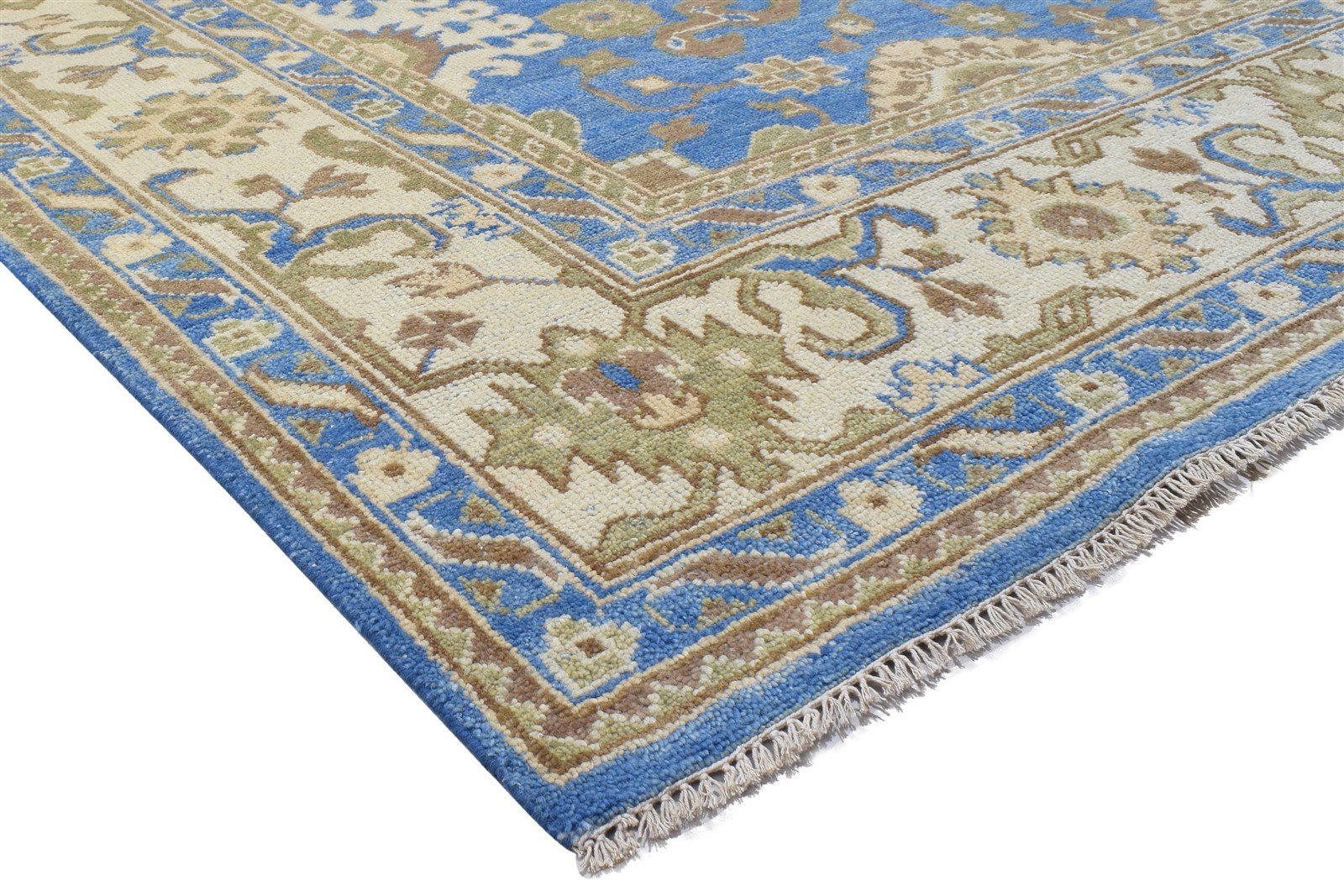 Wool Blue Rug 8' X 10' Persian Hand Knotted Oushak Oriental Large Carpet 