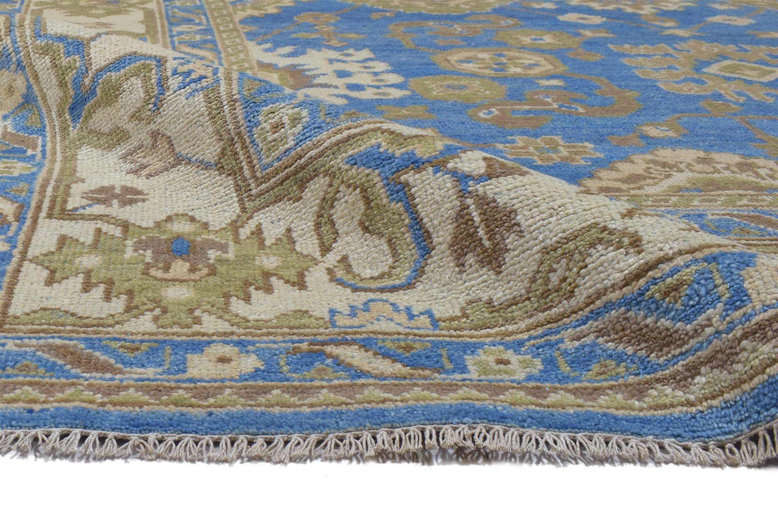 Wool Blue Rug 8' X 10' Persian Hand Knotted Oushak Oriental Large Carpet 