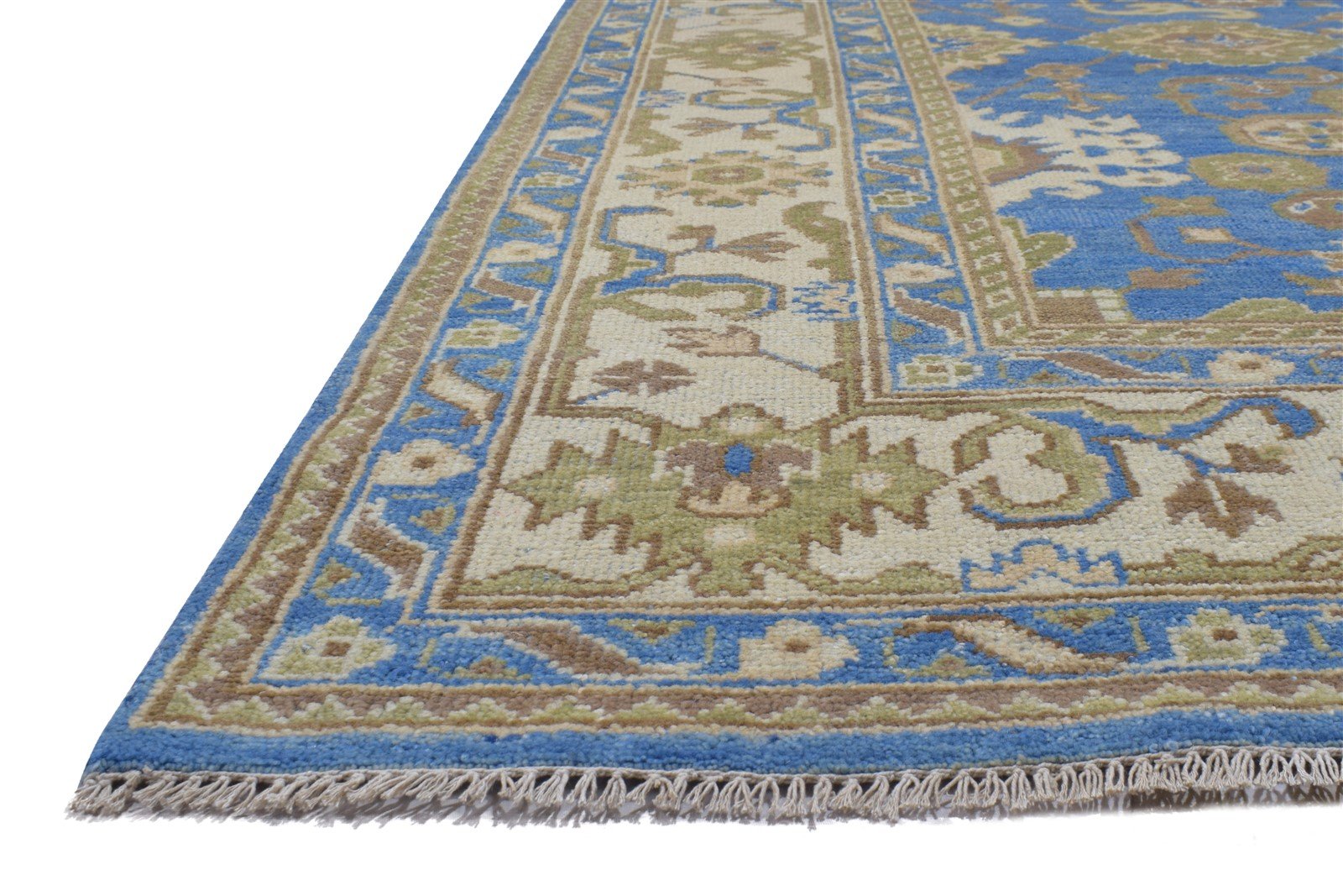 Wool Blue Rug 8' X 10' Persian Hand Knotted Oushak Oriental Large Carpet 