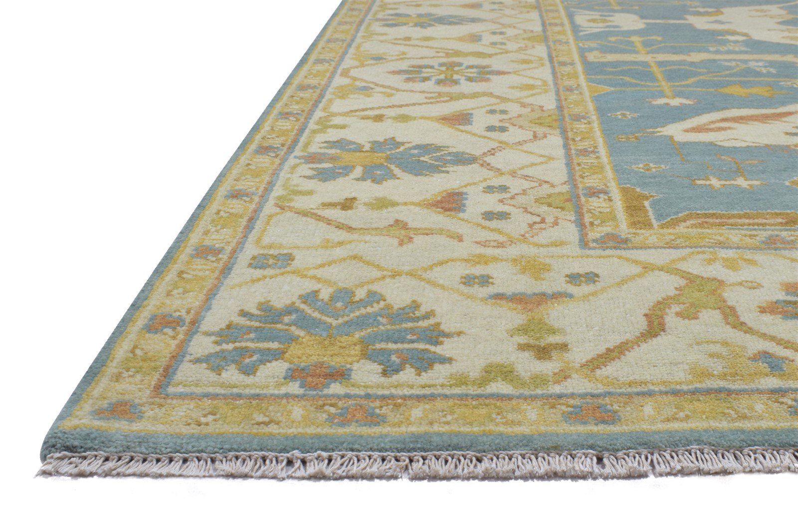 8' X 10' Rug Wool Blue Persian Hand Knotted Oushak Oriental Large Carpet 