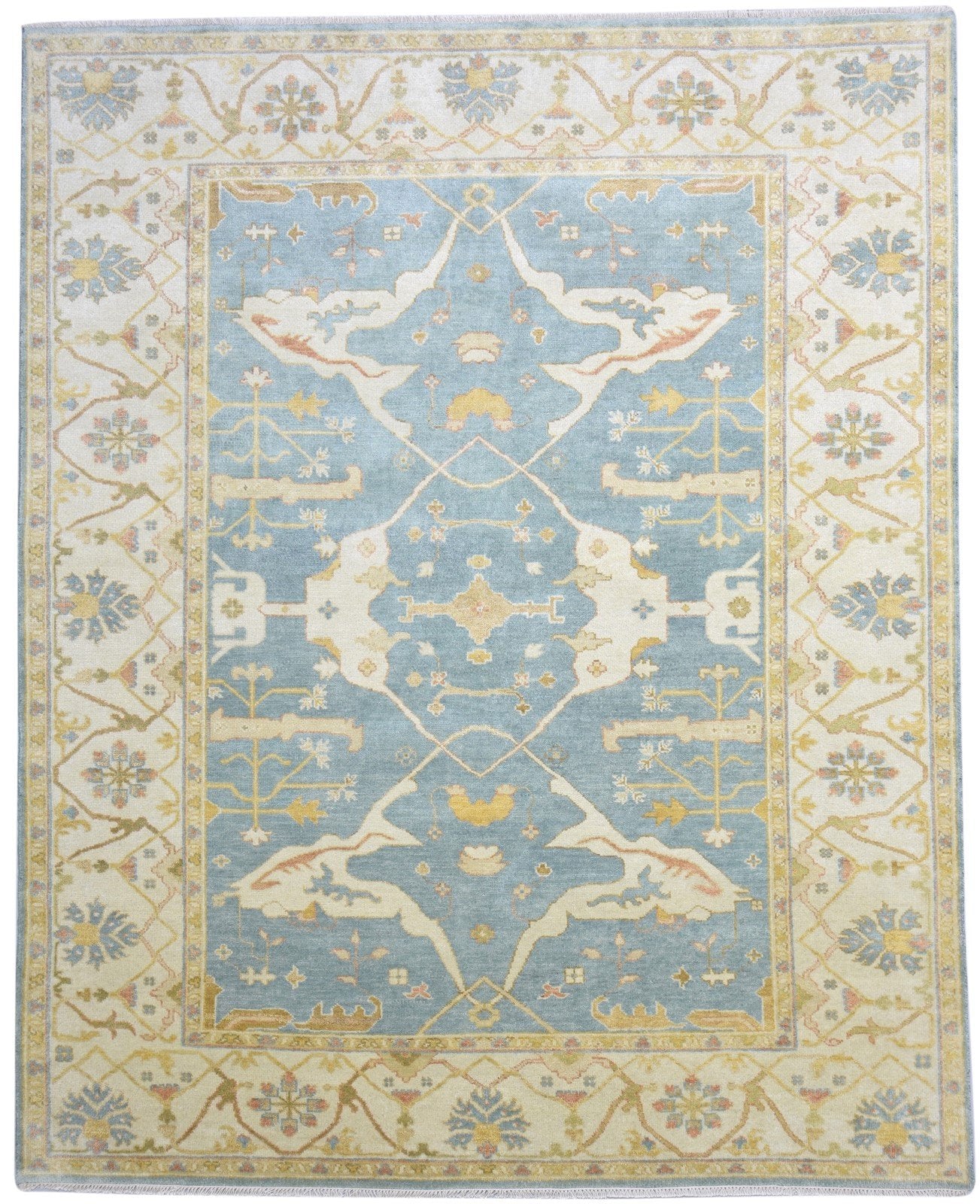 8' X 10' Rug Wool Blue Persian Hand Knotted Oushak Oriental Large Carpet 