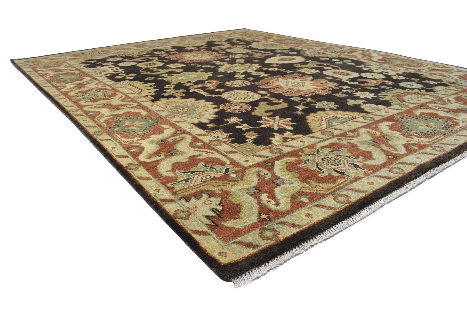 Hand Knotted Black Wool Rug 8' X 10' Persian Oushak Oriental Large Carpet  Area Rug 