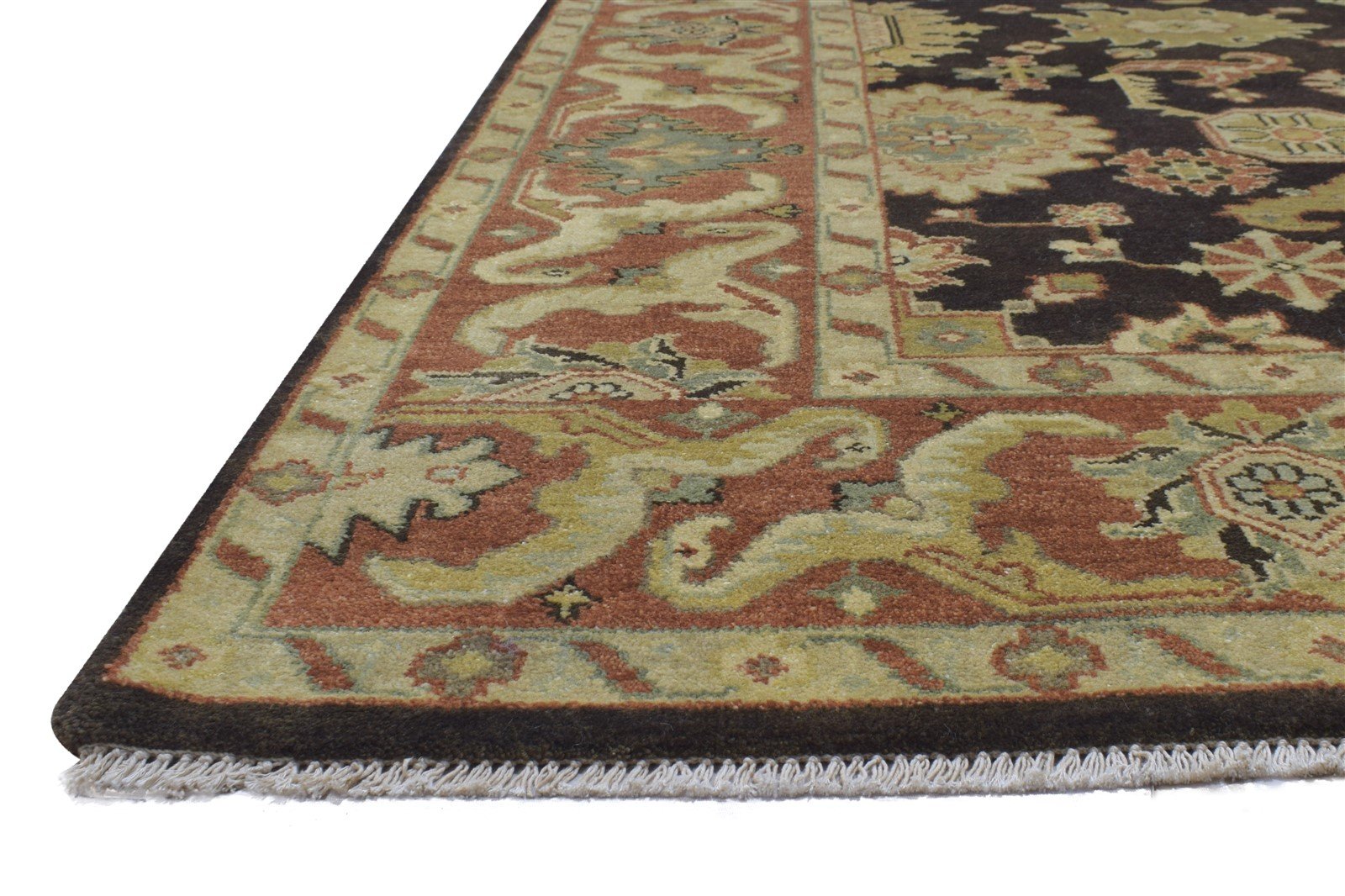 Hand Knotted Black Wool Rug 8' X 10' Persian Oushak Oriental Large Carpet 