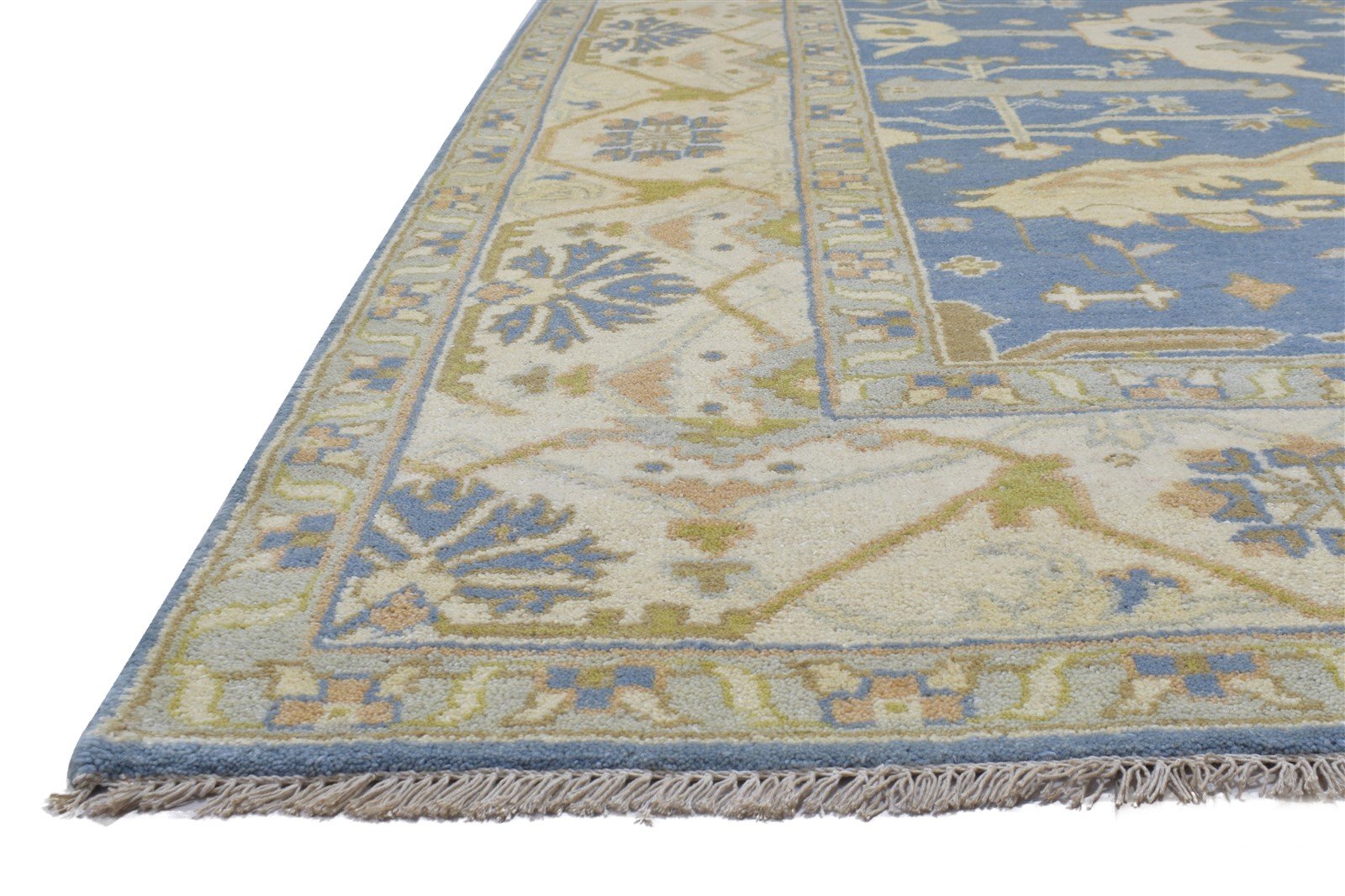 Wool Blue Rug 8' X 10' Persian Hand Knotted Oushak Oriental Large Carpet 