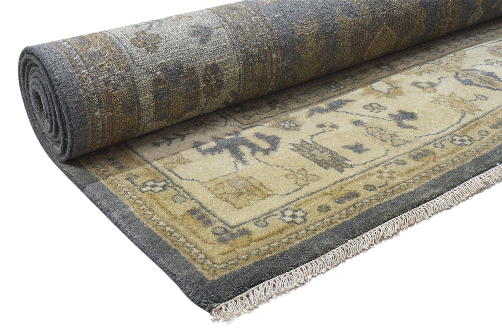 Wool Charcoal Rug 9' X 12' Persian Hand Knotted Oushak Oriental Large Carpet 