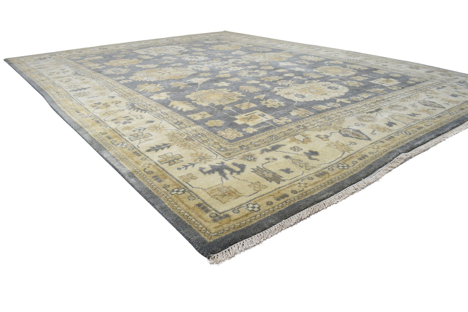Wool Charcoal Rug 9' X 12' Persian Hand Knotted Oushak Oriental Large Carpet  Area Rug 