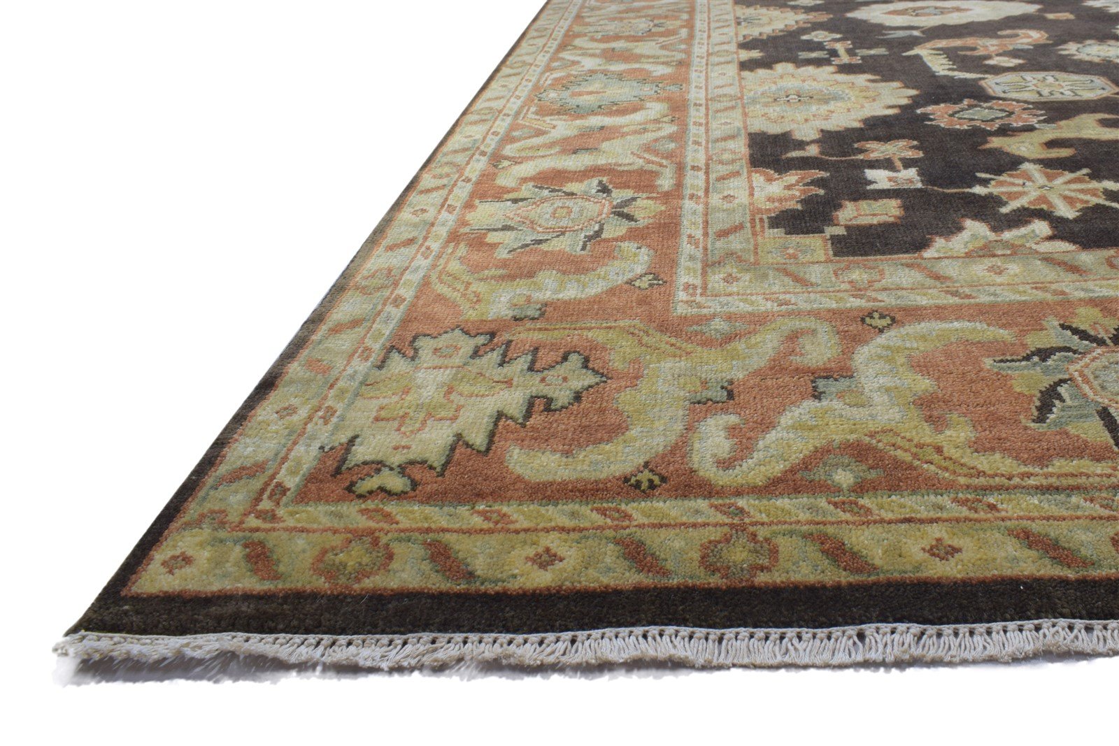 9X12 Rug Wool Charcoal Persian Hand Knotted Oushak Oriental Extra Large Carpet 