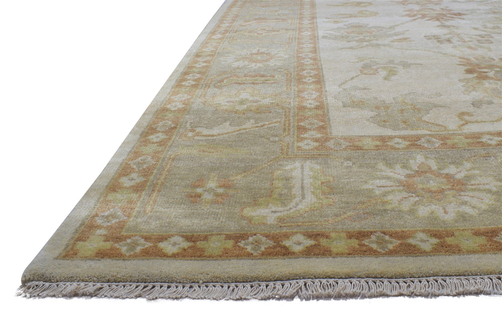 Wool Sage Rug 9' X 12' Persian Hand Knotted Oushak Oriental Extra Large Carpet 