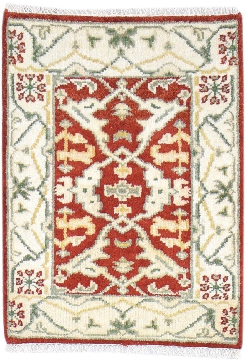 Hand Knotted Red Wool Rug 2' X 3' Persian Oushak Oriental Small Carpet 