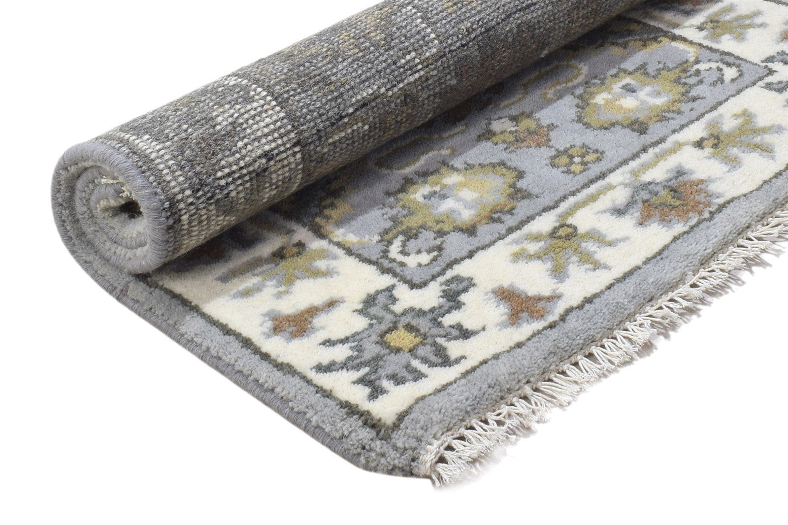 Wool Grey Rug 2' X 3' Persian Hand Knotted Oushak Oriental Small Carpet 