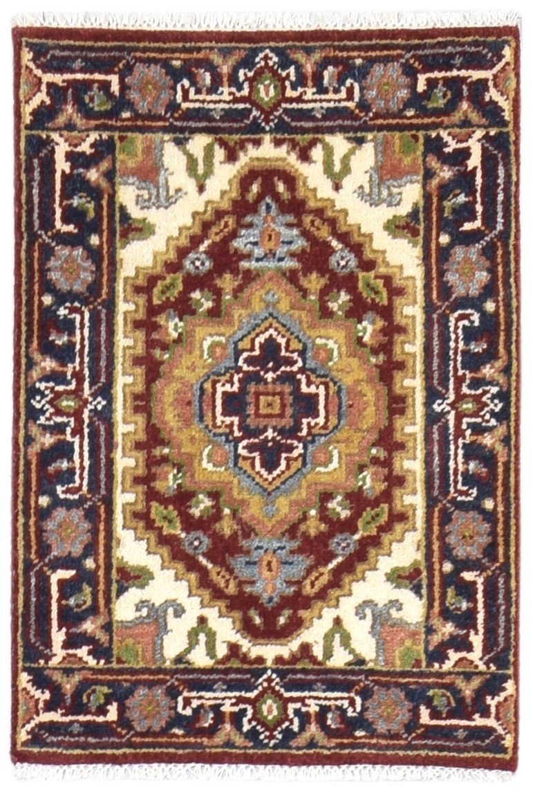 2' X 3' Rug Wool Red Persian Hand Knotted Serapi Oriental Small Carpet 