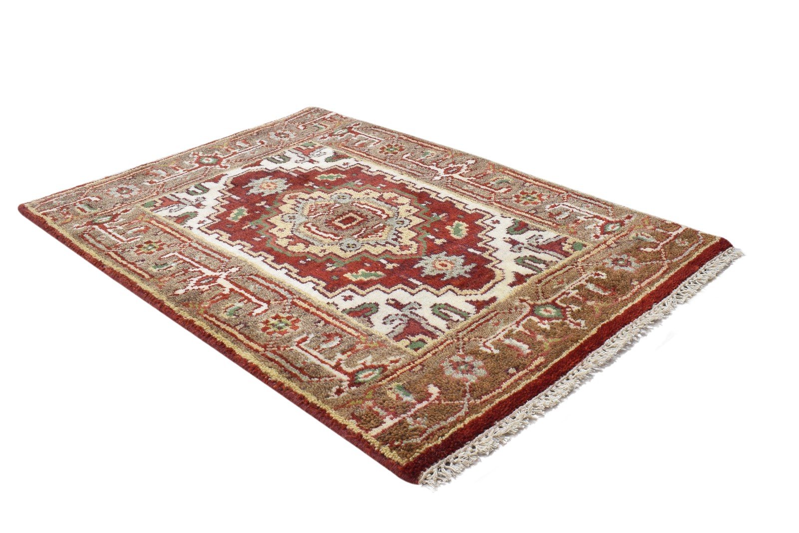 Red Wool Rug 2' X 3' Persian Hand Knotted Serapi Oriental Small Carpet 