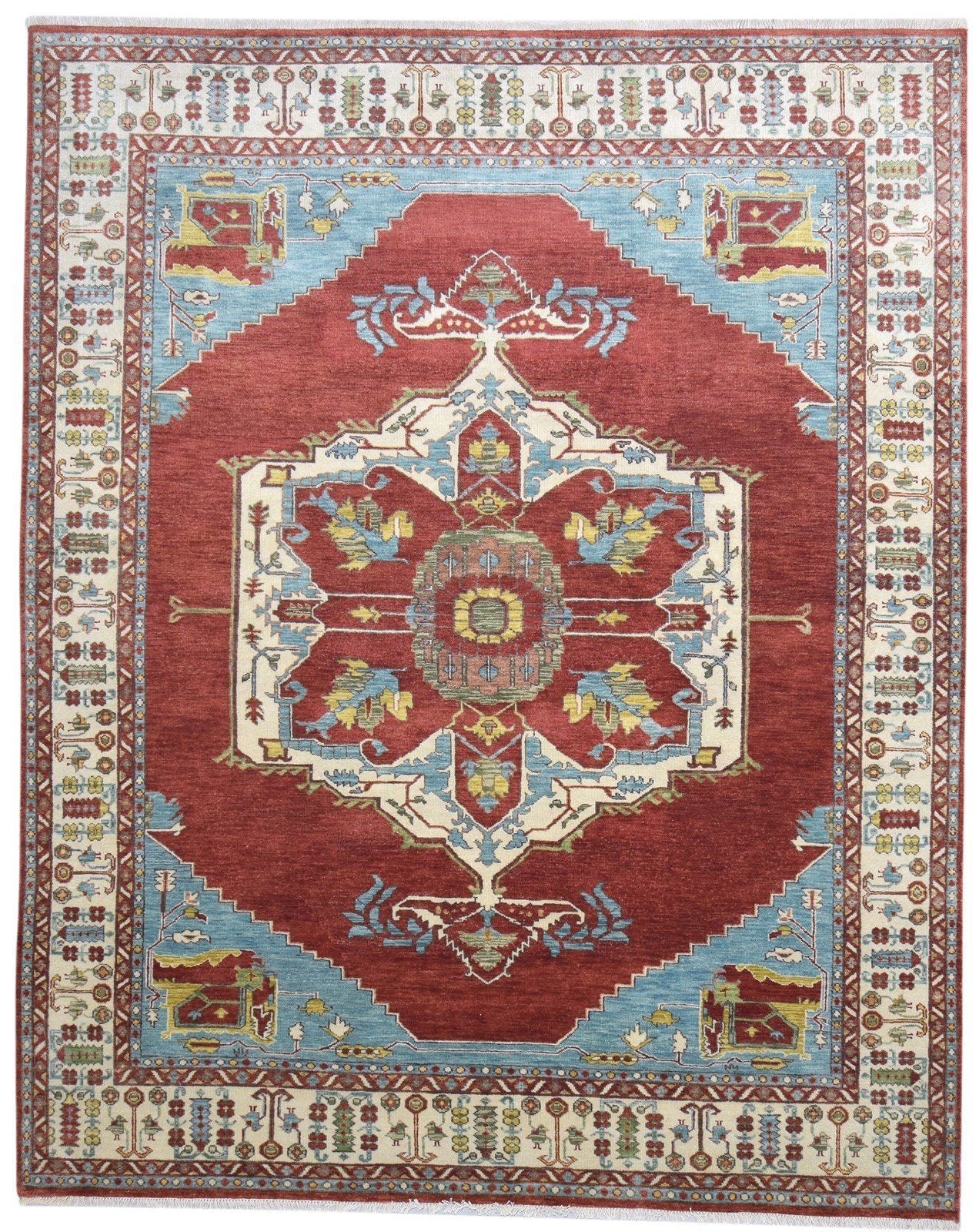 8' X 10' Rug Wool Red Persian Hand Knotted Serapi Oriental Large Carpet 