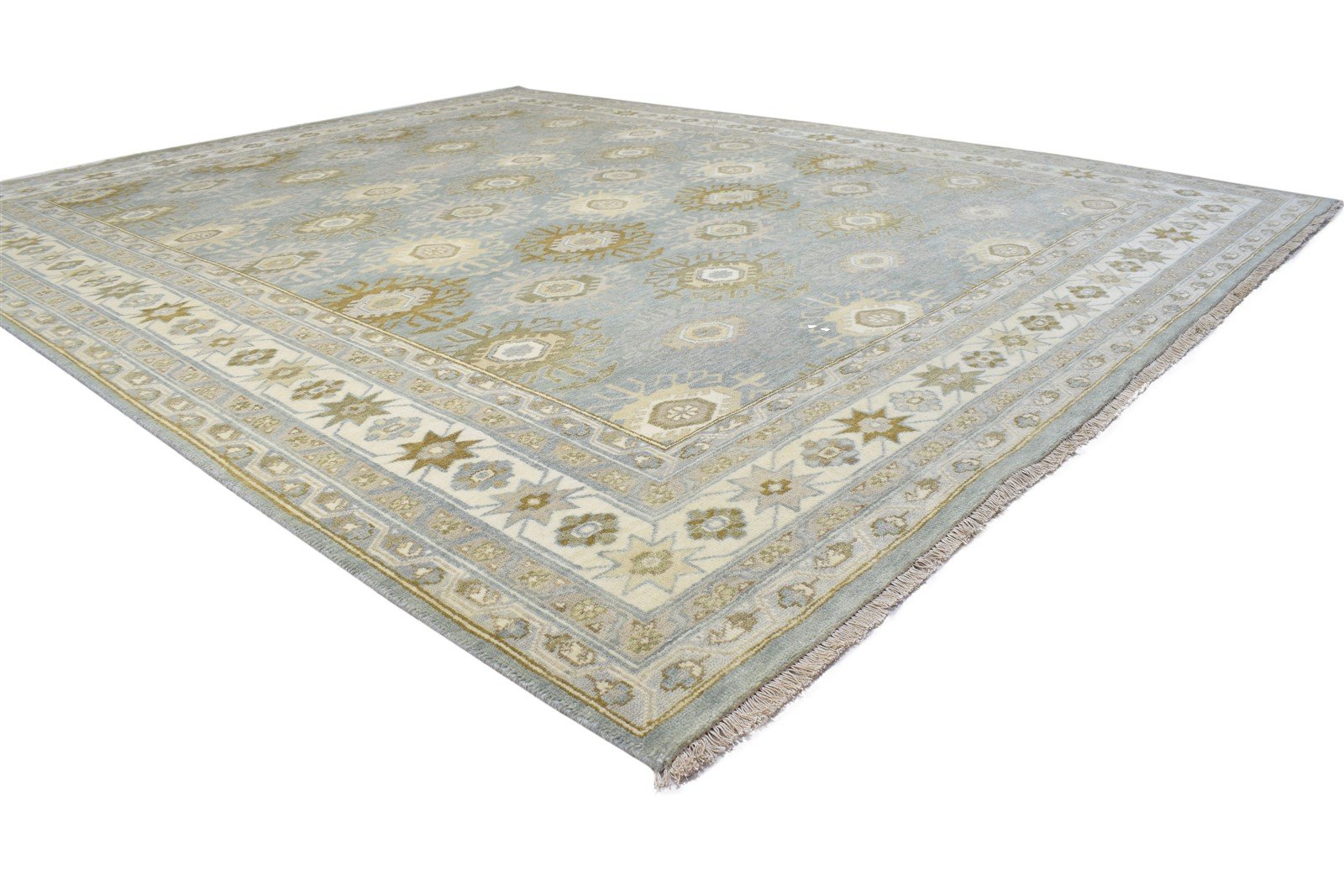 Wool Grey Rug 8' X 10' Persian Hand Knotted Mughal Oriental Large Carpet 