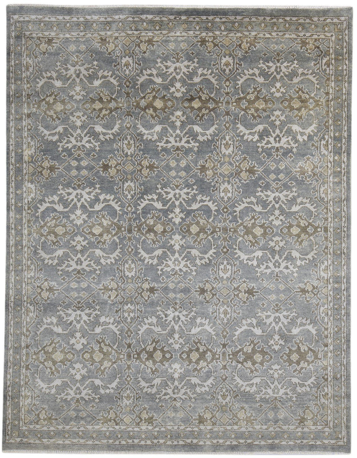 Wool Dark Grey Rug 8' X 10' Persian Hand Knotted Mughal Oriental Large Carpet 