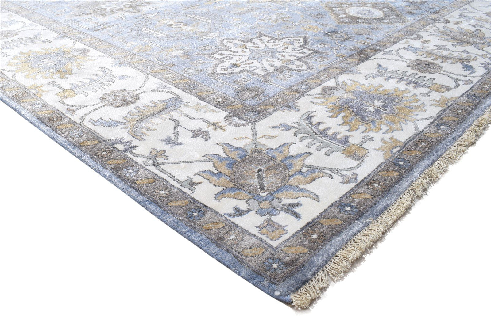 Blue Wool Rug 9' X 12' Persian Hand Knotted Kazak Oriental Large Carpet 