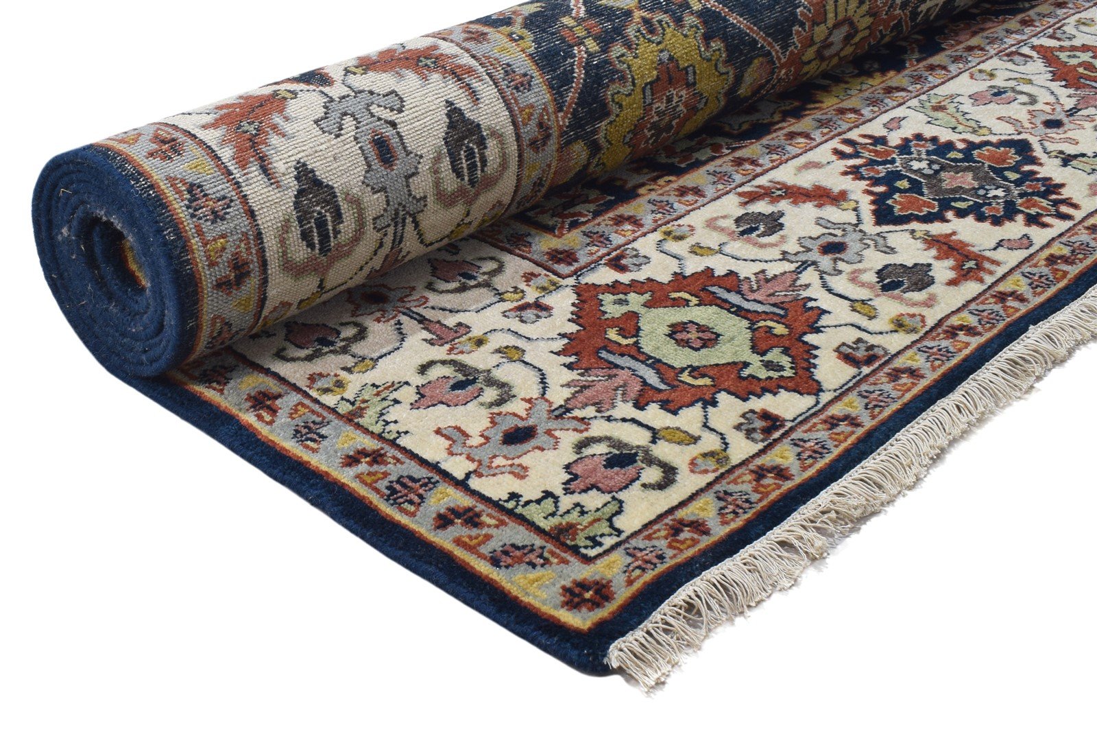 Blue Wool Rug 8' X 10' Persian Hand Knotted Kashan Oriental Large Carpet 