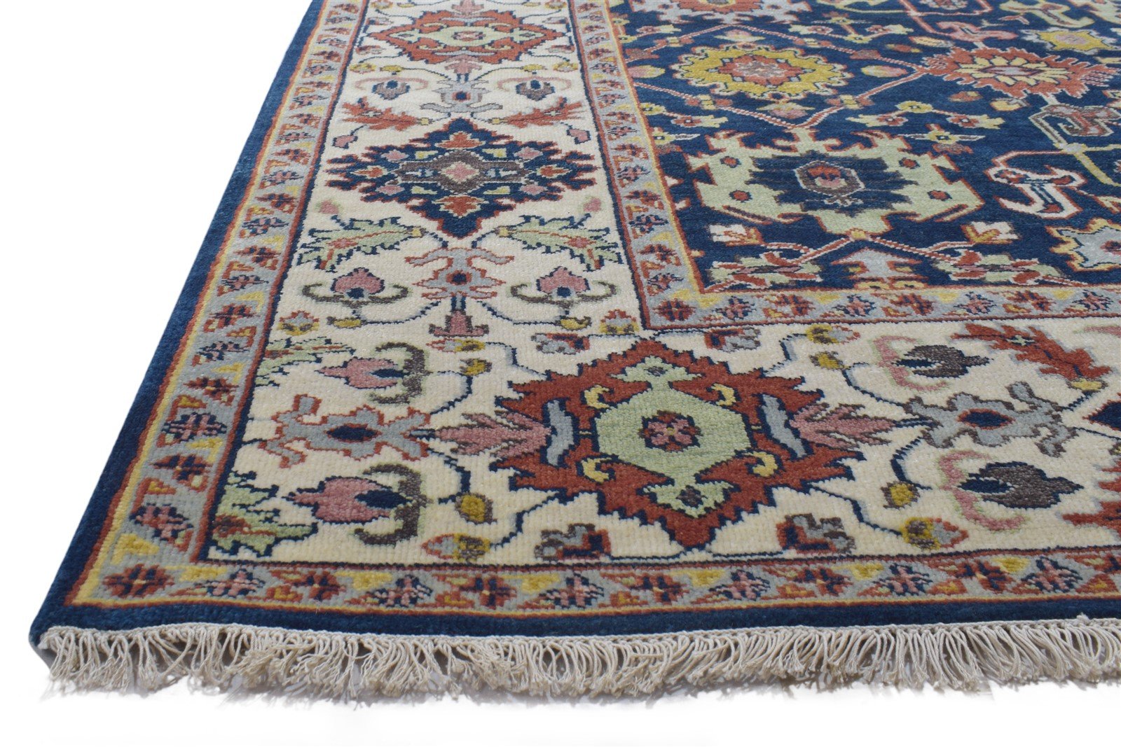 Blue Wool Rug 8' X 10' Persian Hand Knotted Kashan Oriental Large Carpet 