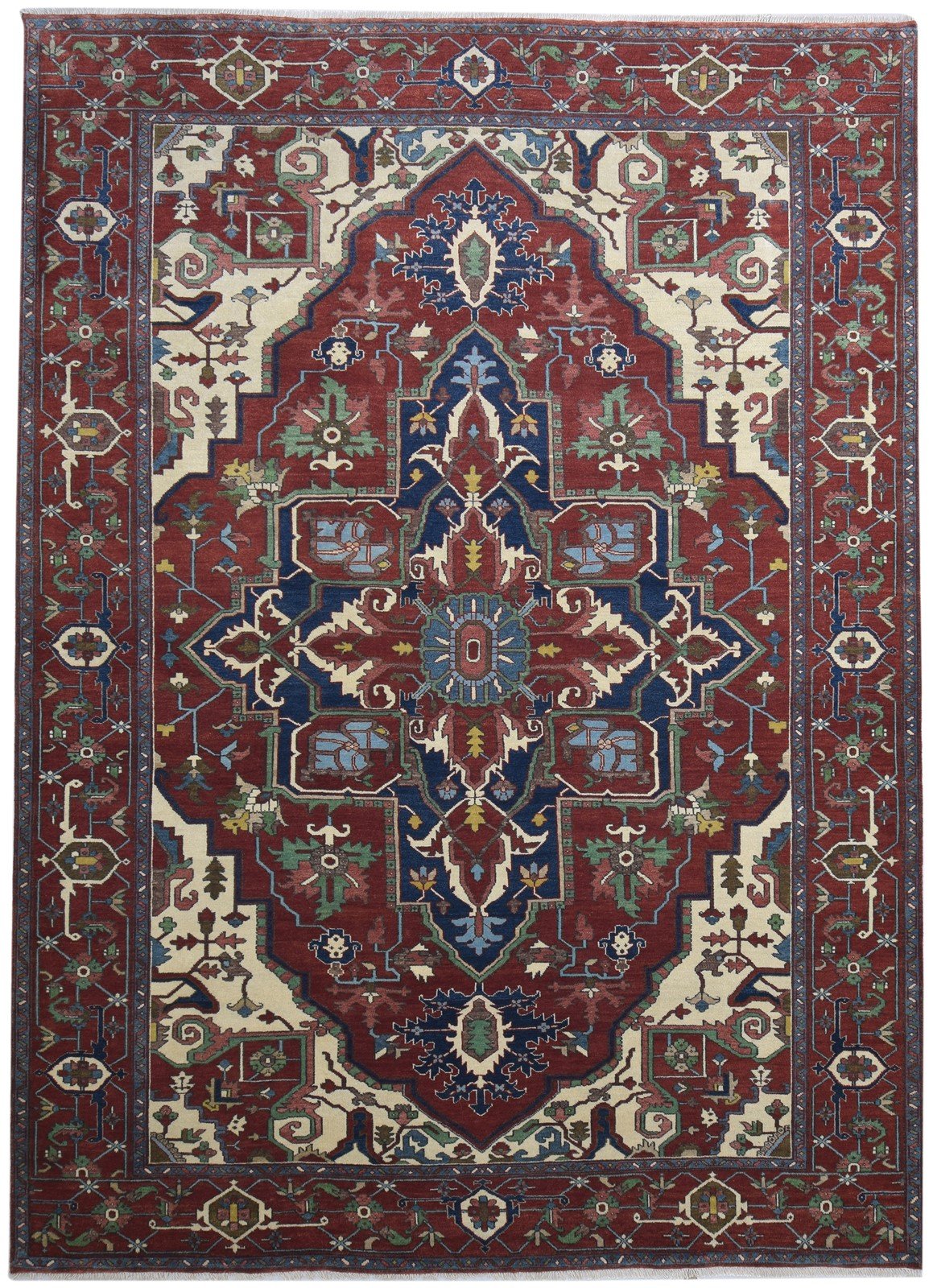 9' X 12' Rug Wool Red Persian Hand Knotted Serapi Oriental Large Carpet 