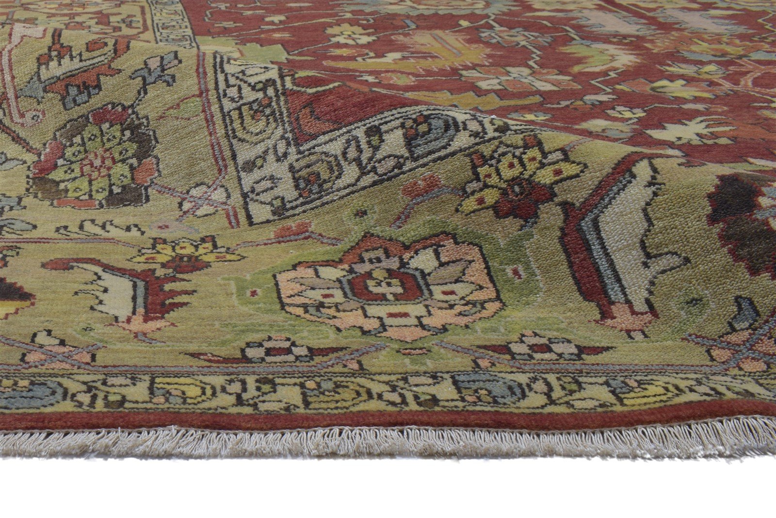 Red Wool Rug 9' X 12' Persian Hand Knotted Mughal Oriental Extra Large Carpet 