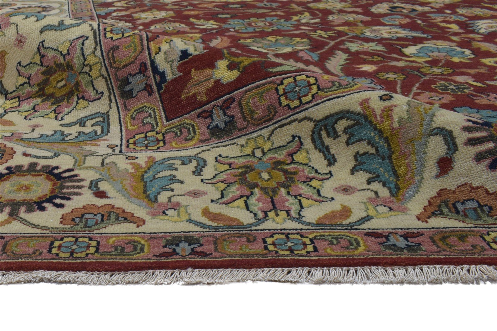 Wool Red Rug 9' X 12' Persian Hand Knotted Kashan Oriental Large Carpet 