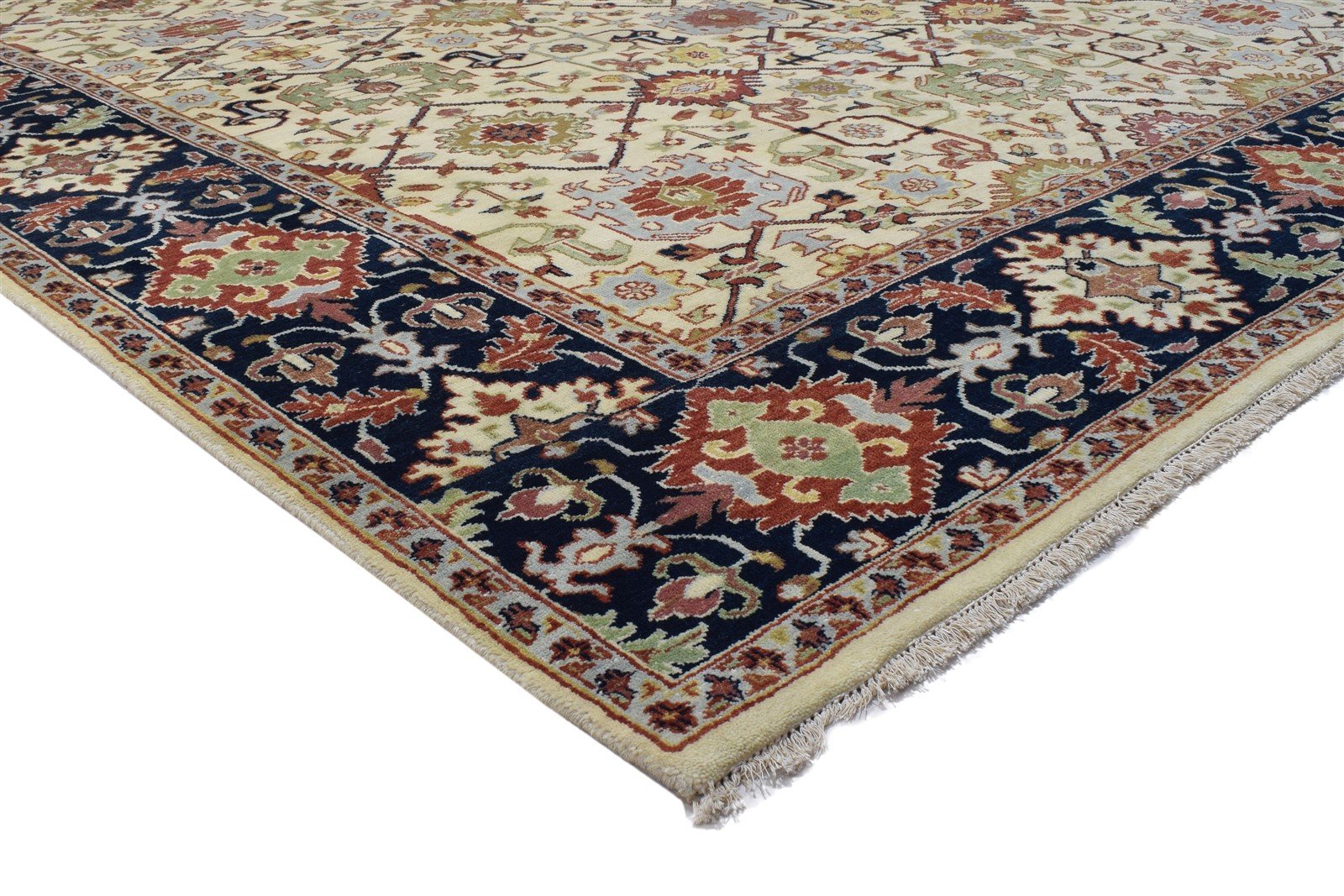 8' X 12' Rug Wool Beige Persian Hand Knotted Kashan Oriental Large Carpet 