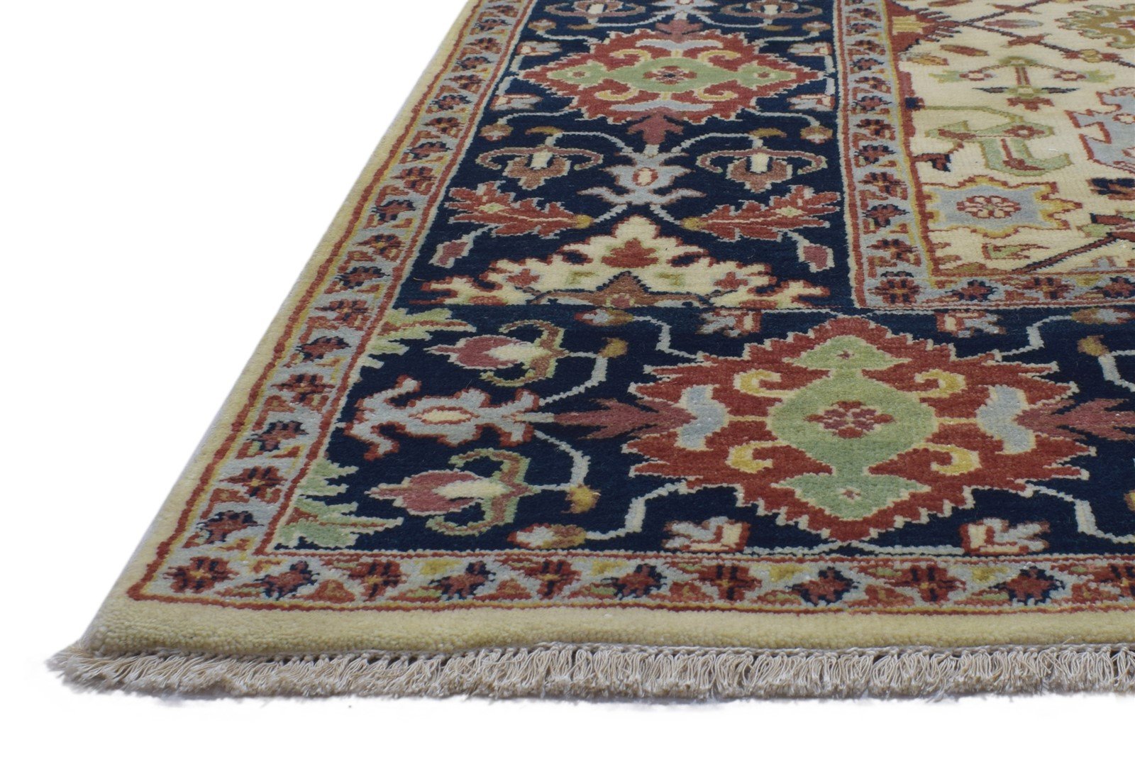 8' X 12' Rug Wool Beige Persian Hand Knotted Kashan Oriental Large Carpet 