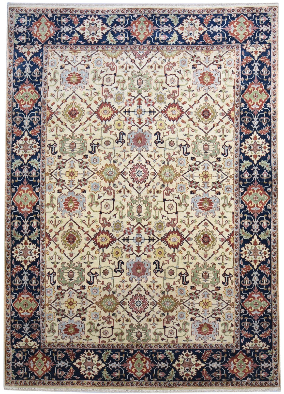 8' X 12' Rug Wool Beige Persian Hand Knotted Kashan Oriental Large Carpet 