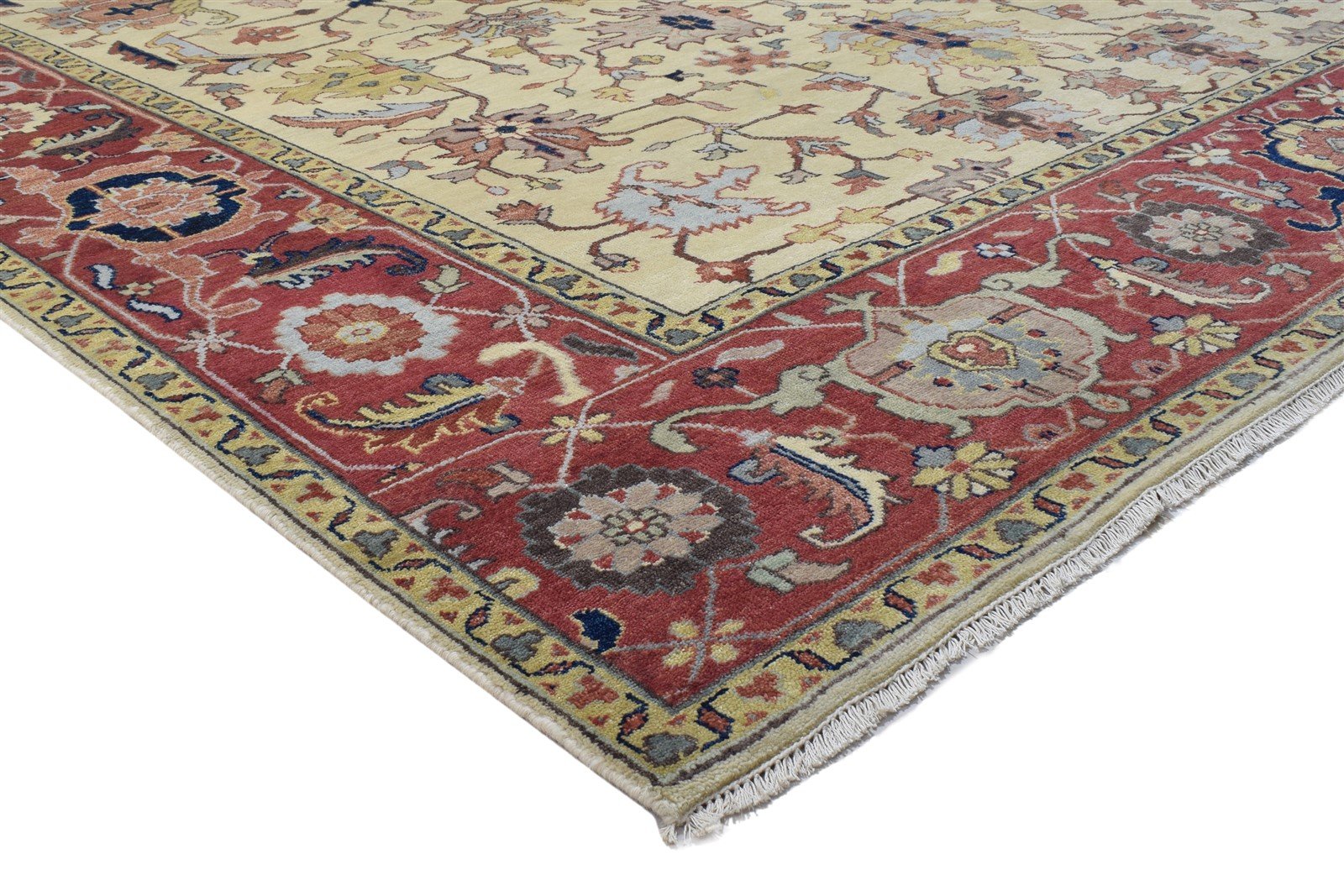 Hand Knotted Beige Wool Rug 9' X 12' Persian Kashan Oriental Large Carpet 