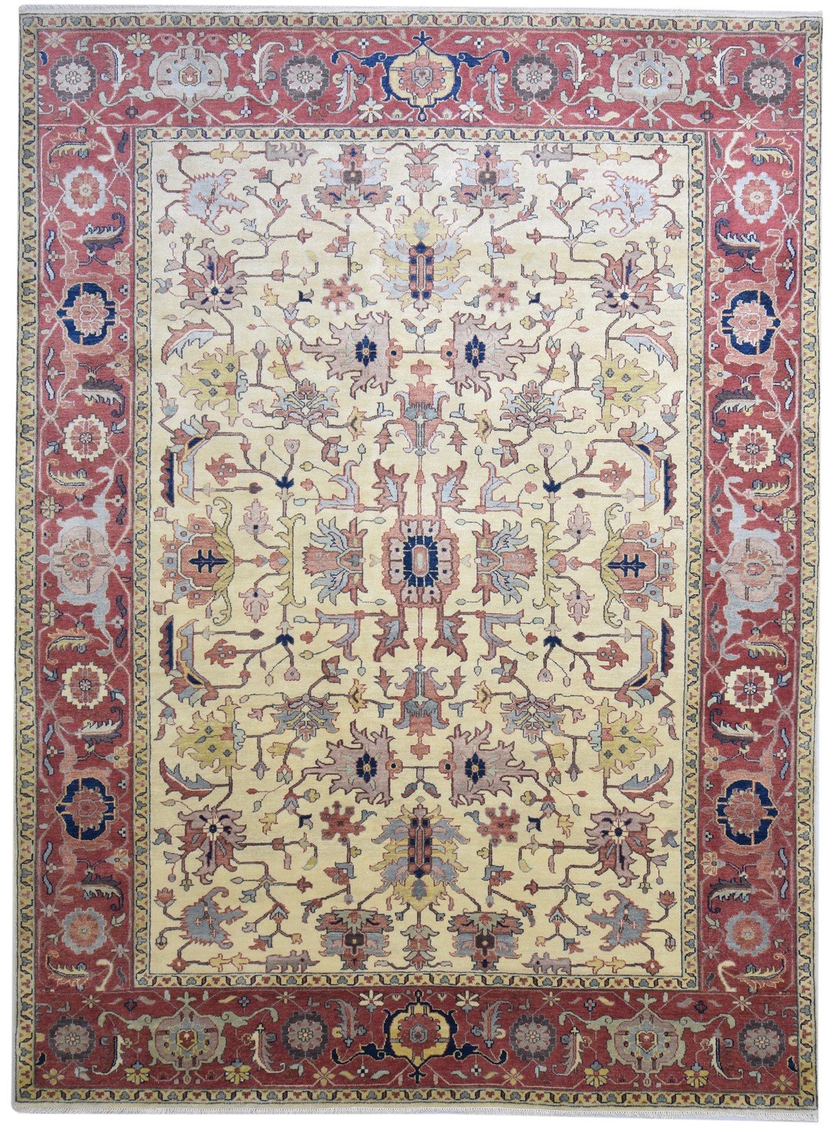 Hand Knotted Beige Wool Rug 9' X 12' Persian Kashan Oriental Large Carpet 