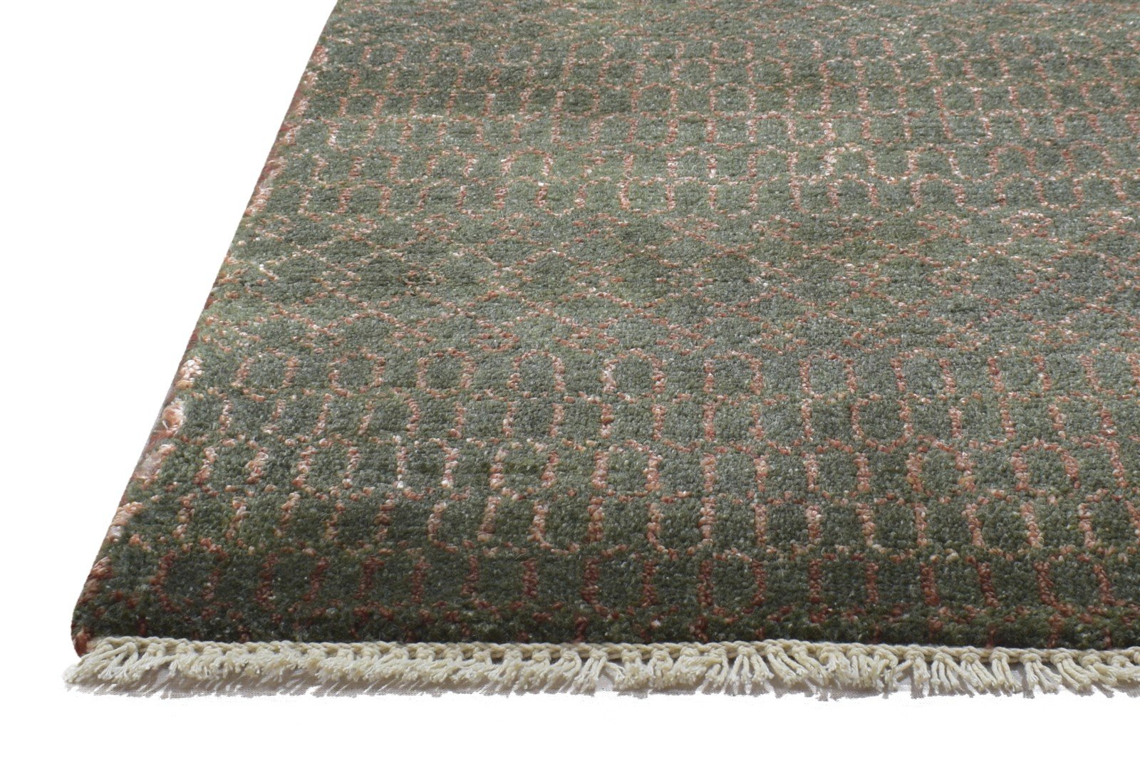 Brown Wool / Silk Rug 2X3 Modern Hand Knotted Scandinavian Grass Trellis Small 