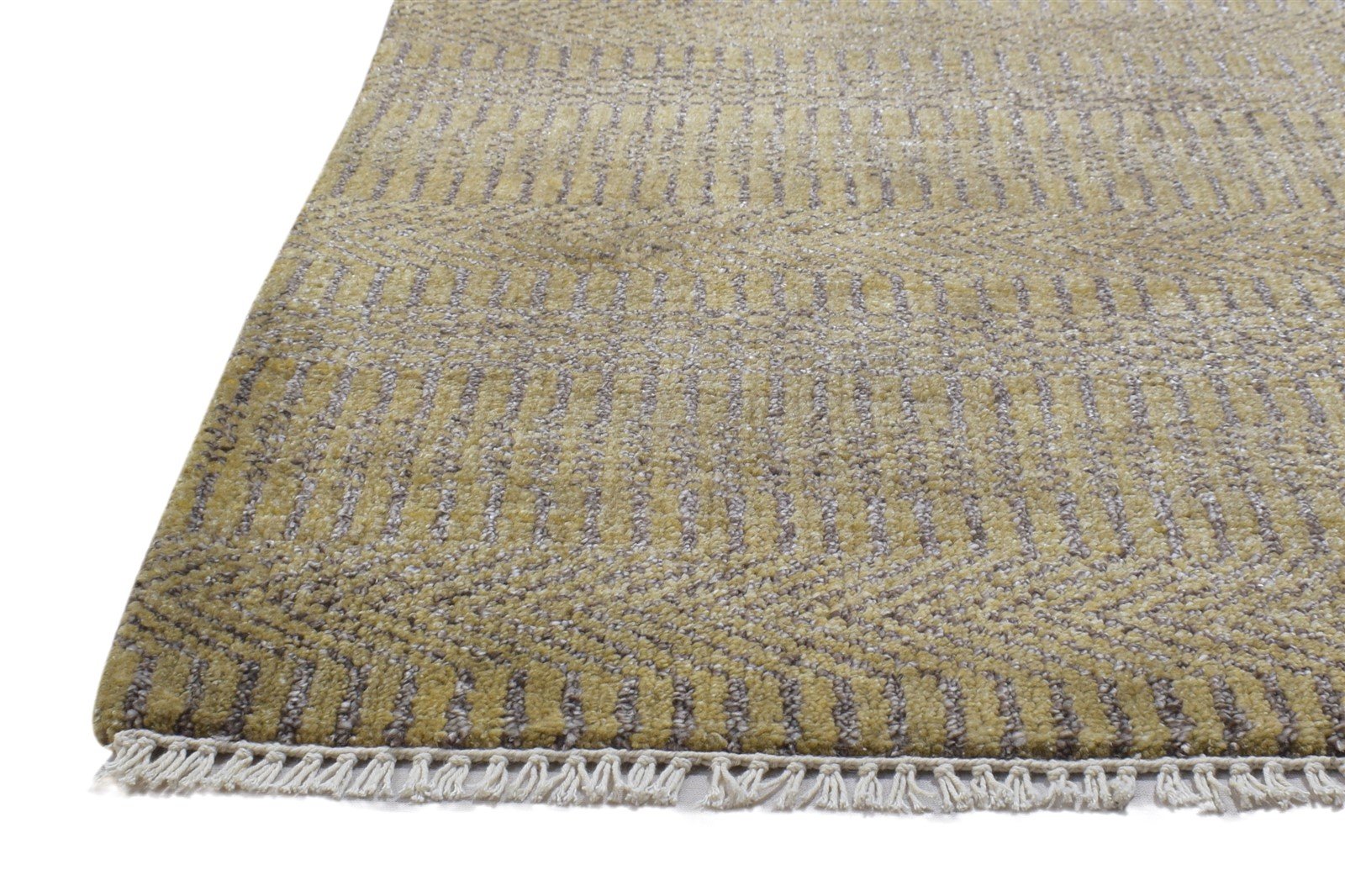 2X3 Rug Wool / Silk Beige Modern Hand Knotted Scandinavian Grass Trellis Small 