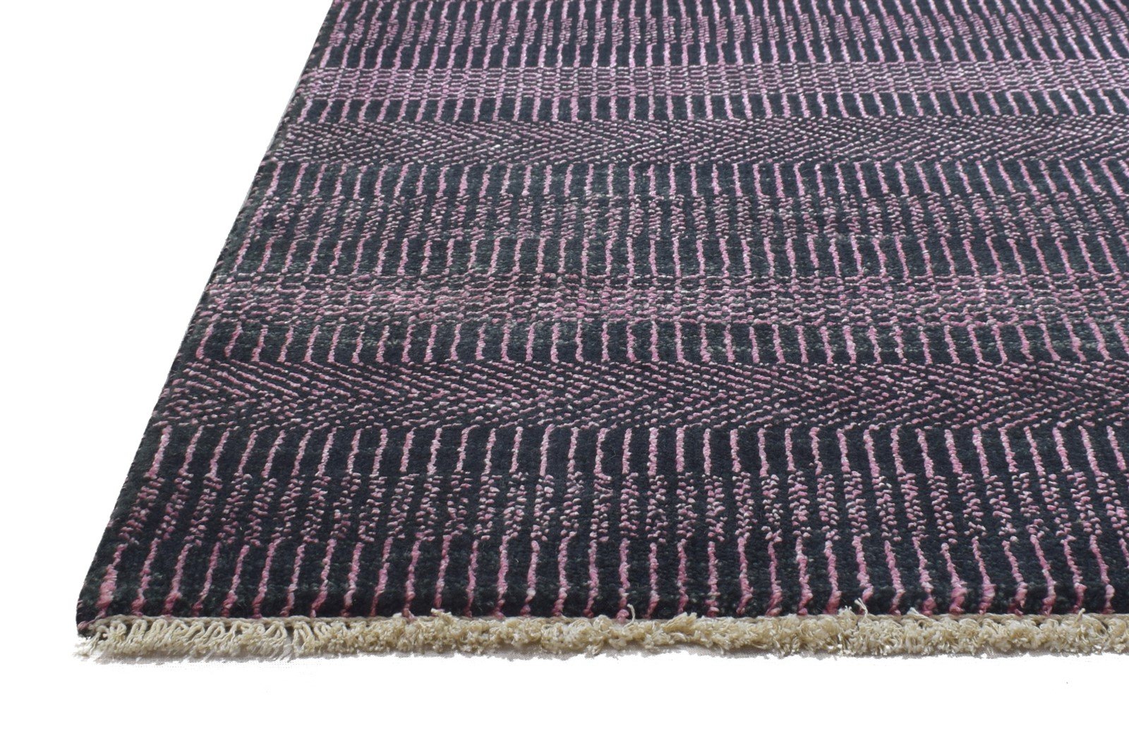 Wool / Silk Charcoal Rug 2X3 Modern Hand Knotted Grass Trellis Small 